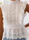 White Lace Boho Tunic With Peplum Fit