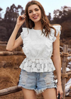 White Lace Boho Tunic With Peplum Fit