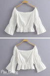 White Pure Crop Top with a Bardot Neckline