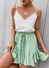 Mini Ruffled Skirt Boho Pale Green