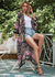 Long Boho Kimono Floral Black and Pink