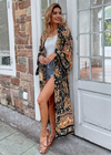 Long Boho Kimono Golden Floral