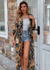 Long Boho Kimono Golden Floral