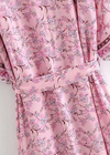 Long Boho Chic Belted Kimono Pink Floral