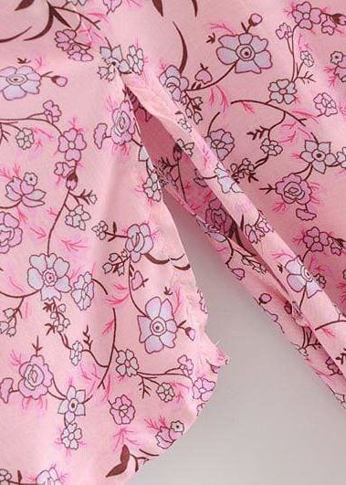 Long Boho Chic Belted Kimono Pink Floral