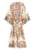 Long Boho Kimono White decorated with flowers