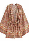 Trendy Boho Kimono Brown Floral