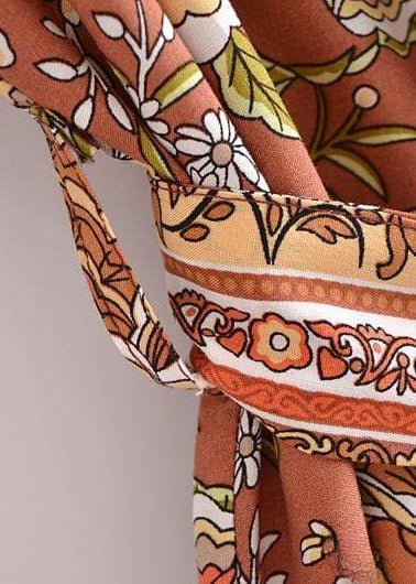 Trendy Boho Kimono Brown Floral