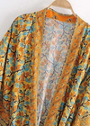 Long Stylish Boho Kimono Yellow Floral