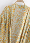 Long Stylish Boho Kimono Blue Yellow floral