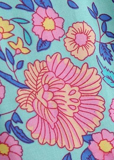 Long Blue Floral Boho Chic Kimono