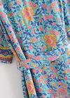 Long Blue Floral Boho Chic Kimono