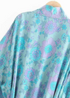 Long Boho Kimono for women Blue Floral