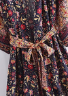 Long Floral Belted Boho Kimono