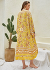 Long Cosmo Boho Kimono Yellow Floral