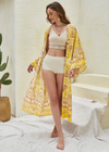 Long Cosmo Boho Kimono Yellow Floral