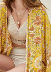 Long Cosmo Boho Kimono Yellow Floral