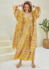 Long Cosmo Boho Kimono Yellow Floral