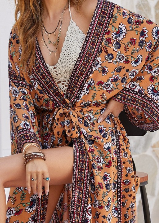 Midi Boho Kimono Floral Print