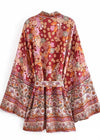 Boho Trendy Red Kimono floral Pattern