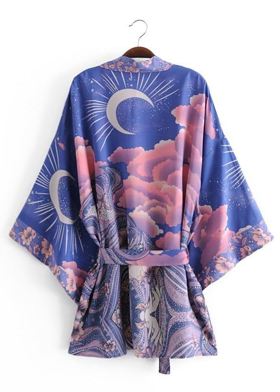Trendy Purple Boho Kimono Original print