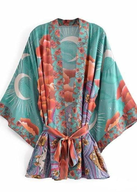 Boho Printed Stylish Kimono Belted