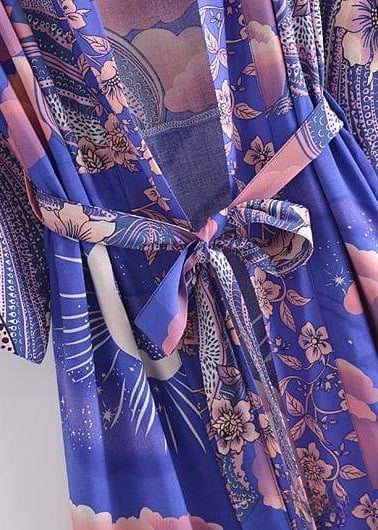 Long Stylish Purple Boho Kimono