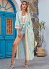 Long Sky Blue Floral kimono