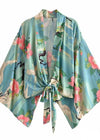 Cropped Boho Kimono Green Floral