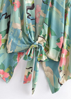 Cropped Boho Kimono Green Floral