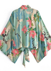 Cropped Boho Kimono Green Floral