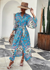 Summer Long Boho Kimono Blue Floral