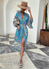 Summer Long Boho Kimono Blue Floral