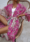 Summer Long Boho Kimono Pink Floral