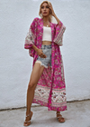 Summer Long Boho Kimono Pink Floral