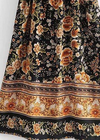 Elegant Boho Black Kimono with golden flowers