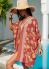 Beautiful Red Boho Kimono Floral