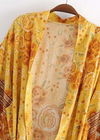 Elegant Yellow Floral Long Boho Kimono