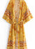 Elegant Yellow Floral Long Boho Kimono