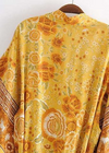 Elegant Yellow Floral Long Boho Kimono