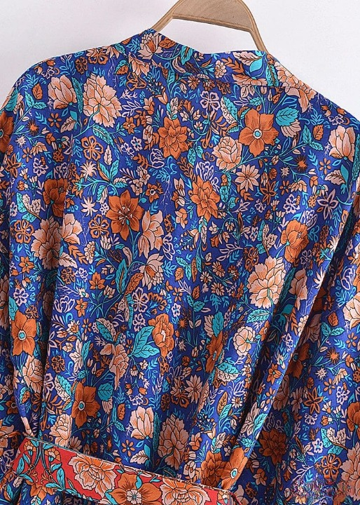 Chic Boho Floral Kimono Flared Sleeves