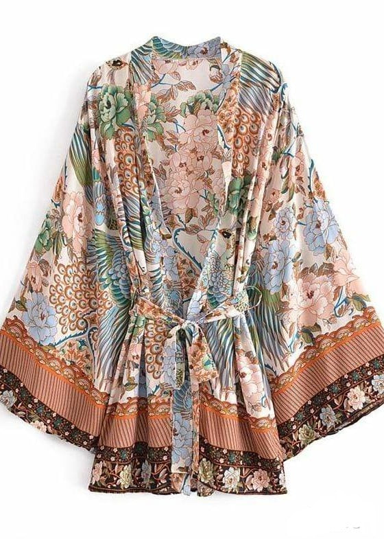 Beautiful Floral Boho Belted Kimono