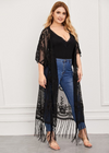 Sheer Lace Boho Fringed Kimono