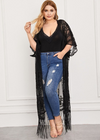 Sheer Lace Boho Fringed Kimono