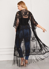 Sheer Lace Boho Fringed Kimono