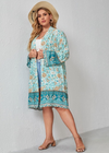 Beautiful Pastel Blue Boho Floral Kimono