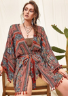 Nice Fringe Boho Kimono Earthy Colours