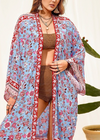 Plus Size Boho Kimono Blue Floral