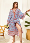 Plus Size Boho Kimono Blue Floral