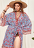 Plus Size Boho Kimono Blue Floral